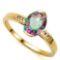 1.15 CTW MYSTIC GEMSTONE & GENUINE DIAMOND 10K SOLID YELLOW GOLD RING