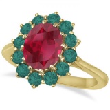 Oval Ruby & Emerald Ring 14k Yellow Gold (3.50ctw)