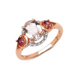 14K Rose Gold Plated 1.40 CTW Genuine Morganite Pink Tourmaline & White Topaz .925 Sterling Silver R
