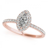 CERTIFIED 14KT ROSE GOLD 1.47 CTW G-H/VS-SI1 DIAMOND HALO ENGAGEMENT RING