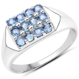 0.78 CTW Genuine Blue Sapphire .925 Sterling Silver Ring