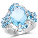 9.50 CTW Genuine Blue Topaz and Swiss Blue Topaz .925 Sterling Silver Ring