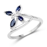 0.47 CTW Genuine Blue Sapphire .925 Sterling Silver Ring