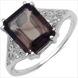 3.08 ct. t.w. Smoky Topaz and White Topaz Ring in Sterling Silver
