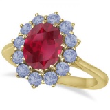 Oval Ruby & Tanzanite Ring 14k Yellow Gold (3.60ctw)