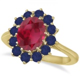 Oval Ruby & Sapphire Ring 14k Yellow Gold (3.55ctw)