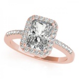 CERTIFIED 18KT ROSE GOLD 1.00 CTW G-H/VS-SI1 DIAMOND HALO ENGAGEMENT RING