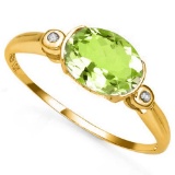 1.0 CTW TW PERIDOT & GENUINE DIAMOND 10K SOLID YELLOW GOLD RING