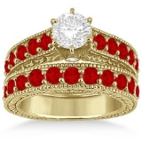 Diamond & Ruby Wedding and Engagement Ring Set 14k Yellow Gold (2.70ctw)