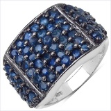 2.86 CTW Genuine Blue Sapphire .925 Sterling Silver Ring