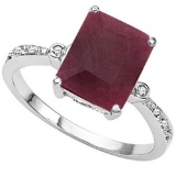 2.9 CTW RUBY & GENUINE DIAMOND (8 PCS) 10KT SOLID WHITE GOLD RING