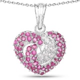 2.75 CTW Genuine Ruby and White Sapphire .925 Sterling Silver Pendant