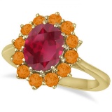 Oval Ruby & Citrine Ring 14k Yellow Gold (3.55ctw)