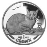 Isle of Man 1996 1 Crown Silver Proof Burmese Cat