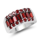 3.22 CTW Genuine Garnet .925 Sterling Silver Ring