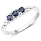 0.34 CTW Genuine Blue sapphire .925 Sterling Silver Ring