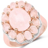 14K Rose Gold Plated 6.76 CTW Genuine Morganite .925 Sterling Silver Ring