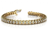 14K YELLOW GOLD 1 CTW G-H VS2/SI1 HALF BEZEL DIAMOND TENNIS BRACELET