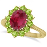 Oval Ruby & Peridot Ring 14k Yellow Gold (3.40ctw)