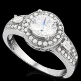 1 CARAT FLAWLESS CREATED DIAMOND 925 STERLING SILVER HALO RING