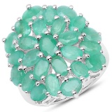 5.88 CTW Genuine Emerald .925 Sterling Silver Ring
