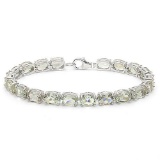 22.45 CTW GREEN AMETHYST 14K GOLD TENNIS BRACELET