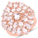 14K Rose Gold Plated 4.55 CTW Genuine Morganite .925 Sterling Silver Ring