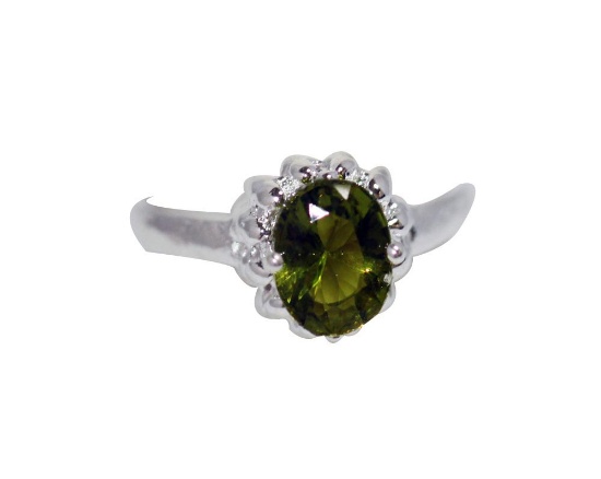 GREEN CZ  .925 STERLING SILVER RING