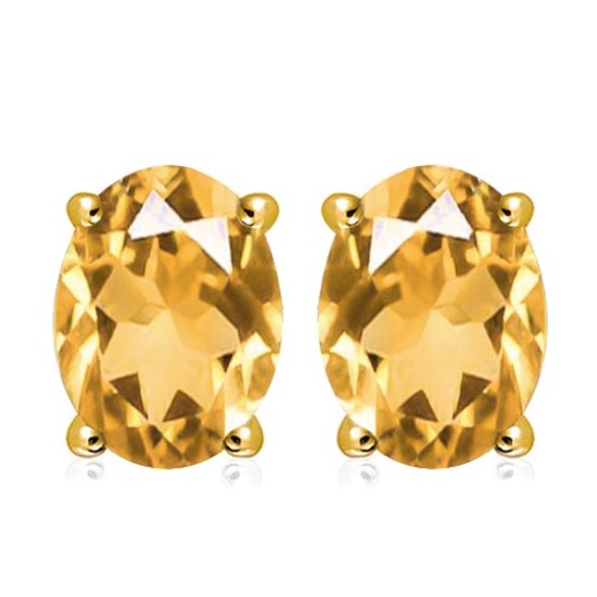 1.6 CTW CITRINE 10K SOLID YELLOW GOLD OVAL SHAPE EARRING