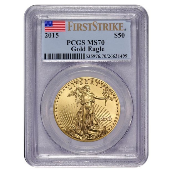 Certified American $50 Gold Eagle 2015 MS70 PCGS First Strike