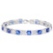 12.05 CT CREATED SAPPHIRE AND 12.05 CT CREATED WHITE SAPPHIRE 925 STERLING SILVER TENNIS BRACELET IN