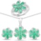 4.93 CTW Genuine Zambian Emerald and White Topaz .925 Sterling Silver 3 Piece Jewelry Set (Ring Earr