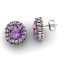 Genuine 3.04 ctw Amethyst Diamond Earring 10k W/Y Gold