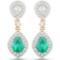 2.24 CTW Genuine Zambian Emerald and White Diamond 14K Yellow Gold Earrings