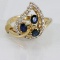 Genuine 1.05 ctw Sapphire Diamond Ring 14k Yellow Gold