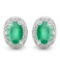 0.83 CTW EMERALD 10K SOLID WHITE GOLD EARRING WITH 0.01 CTW DIAMOND ACCENTS