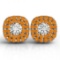 Round Cut Diamond & Citrine Double Cushion Halo Stud Earrings 14k White Gold (1.70 ctw)
