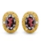 1.0 CTW GARNET 10K SOLID YELLOW GOLD EARRING WITH 0.01 CTW DIAMOND ACCENTS