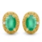 0.83 CTW EMERALD 10K SOLID YELLOW GOLD EARRING WITH 0.01 CTW DIAMOND ACCENTS