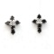Genuine 0.28 Ctw Black Diamond Cross Earring 14k