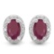1.23 CTW RUBY 10K SOLID WHITE GOLD EARRING WITH 0.01 CTW DIAMOND ACCENTS