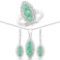 3.52 CTW Genuine Zambian Emerald and White Topaz .925 Sterling Silver 3 Piece Jewelry Set (Ring Earr