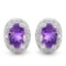 0.91 CTW AMETHYST 10K SOLID WHITE GOLD EARRING WITH 0.01 CTW DIAMOND ACCENTS
