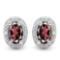 1.0 CTW GARNET 10K SOLID WHITE GOLD EARRING WITH 0.01 CTW DIAMOND ACCENTS