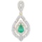 0.93 CTW Genuine Zambian Emerald and White Diamond 14K Yellow Gold Pendant