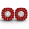 Round Cut Diamond & Ruby Double Cushion Halo Stud Earrings 14k White Gold (1.90 ctw)