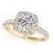 CERTIFIED 18K YELLOW GOLD 1.17 CT G-H/VS-SI1 DIAMOND HALO ENGAGEMENT RING
