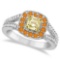 Yellow Diamond & Citrine Milgrain-Edge Ring 14k White Gold (1.15 ctw)
