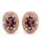 1.0 CTW GARNET 10K SOLID RED GOLD EARRING WITH 0.01 CTW DIAMOND ACCENTS