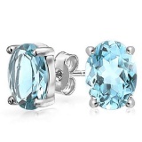 1.9 CTW SKY BLUE TOPAZ 10K SOLID YELLOW GOLD OVAL SHAPE EARRING